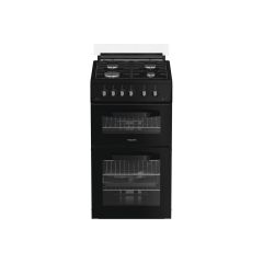 Hotpoint HDG5GCB 50Cm Gas Double Oven Black
