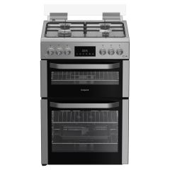Hotpoint HDG6GDCX 60Cm Gas Double Oven With Lid Ssteel